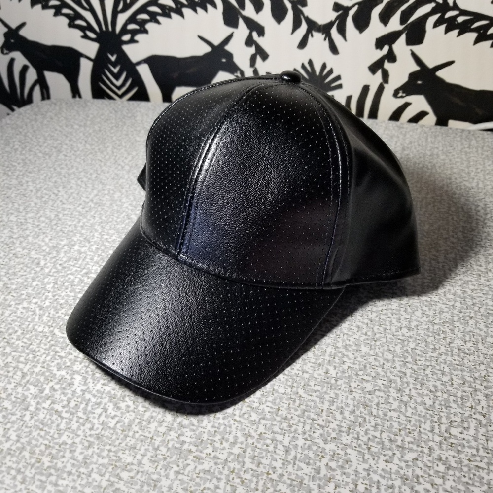 Faux Leather Baseball Hat